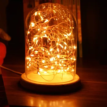 

Fashion Romantic LED Night Light Copper Wire Lights USB Charging Firework Glass Table Lamp Led String Night Light Desk Lamp
