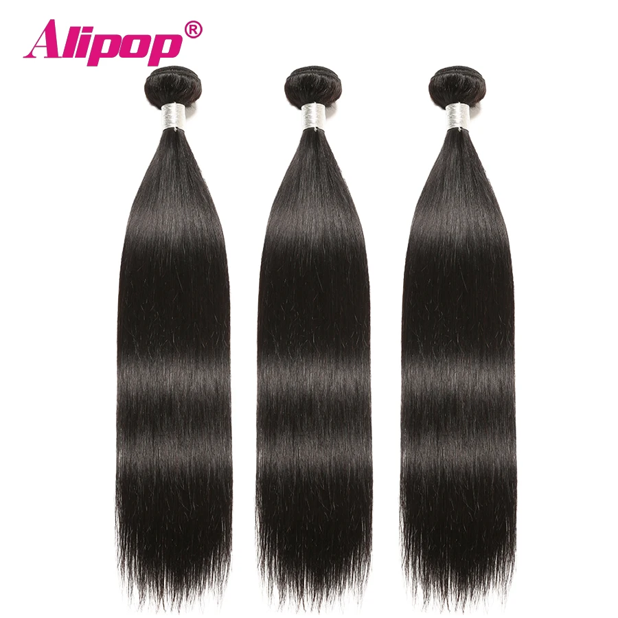 Alipop Hair Peruvian Straight Hair Bundles Human Hair Bundles 3 Bundle Deals Double Weft Remy Hair Extension Natural Color