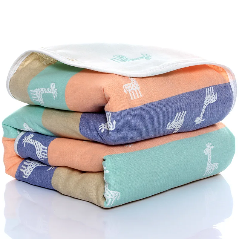 110*110cm Baby Blanket Newborn Wrap Blanket Thin Quilt Children's Bath Towel Six-layer Gauze Cotton Baby Crib Summer