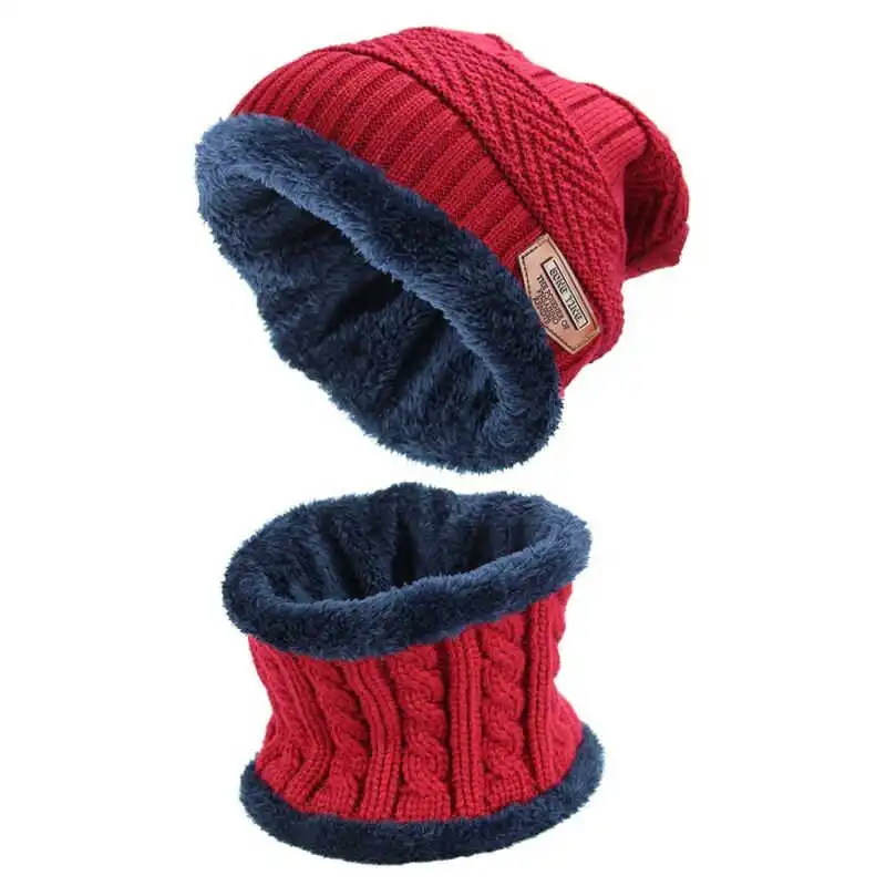2шт шарф мужская шапка Череп набор вязаная теплая зимняя Лыжная шапочка с