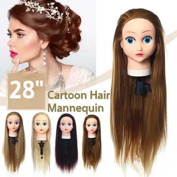 

28INCH Training Head Kids Long Thick Hair Mannequin Professional Styling Wig Cartoon