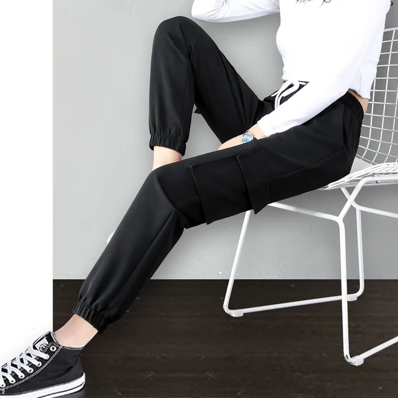 2023 Autumn New Overalls Women'S Korean Version High Waist Casual Sports Female Pants Loose Leggings Trousers Lady women s multi pocket splicing straight jeans female overalls comfortable casual denim pants mid waist trousers trend streetwear