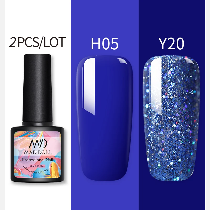 2Pcs Set 28 MAD кукла Блеск УФ набор гель-лаков для ногтей телесного цвета Цвет серии светодиодный Гель-лак для ногтей, Лаки! полупостоянная лак для ногтей с блестками гель 2 шт./компл - Цвет: 2Pcs Set 28