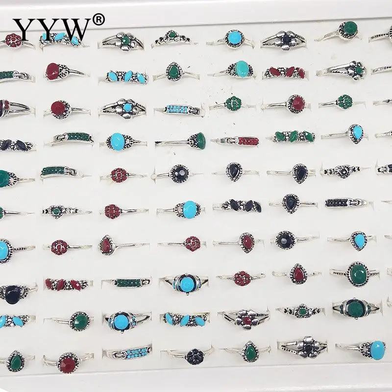 

New Wholesale 100PCs/Box Women Finger Rings Mixed Style Size for Anniversary Christmas Party Good Quality Rings Jewelry Gift