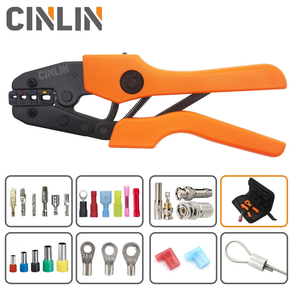 Crimp Pliers & Dies Set Wire Terminals Crimping Tools Precision Crimper Labor-Saving Design Ergonomic Handle Easy To Grasp&Press