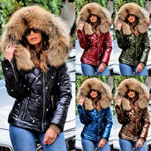 women's winter cotton jacket 2021 new fashion solid color wool collar hooded zipper long sleeve slim cotton coat