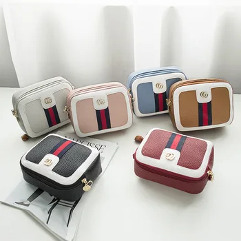 

Spring and summer new single shoulder messenger bag webbing contrast color small square bag fashion small fresh lady bag