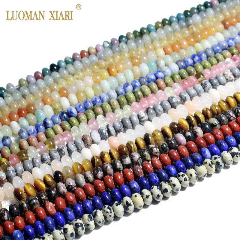 

Fine AAA 100% Natural Wheels Round Stone Beads Agate Rose Quartz Lapis lazuli Tiger eye For Jewelry Making DIY Bracelet Necklace