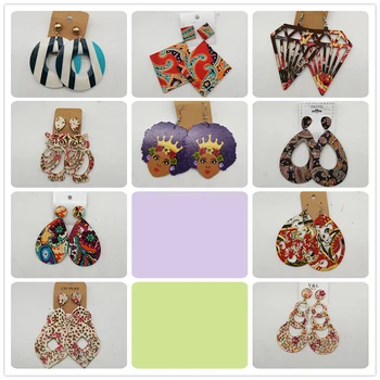 

Free Shipping!!Few Stock!Mixed Design Fabric wooden Earrings