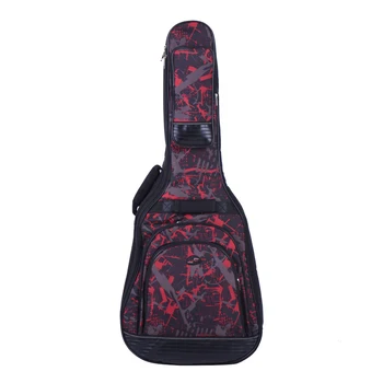 

42" Acoustic Folk Classical Guitar Bag Case Backpack Adjustable Shoulder Strap 600D Cloth Multiple Pocket Camouflage Red