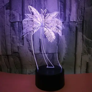 

3D Led Shape Night Light Creative Usb 7 Colors Coconut Tree Change Desk Lamp Bedroom Sleep Lighting Decoration Kid Birthday Gift