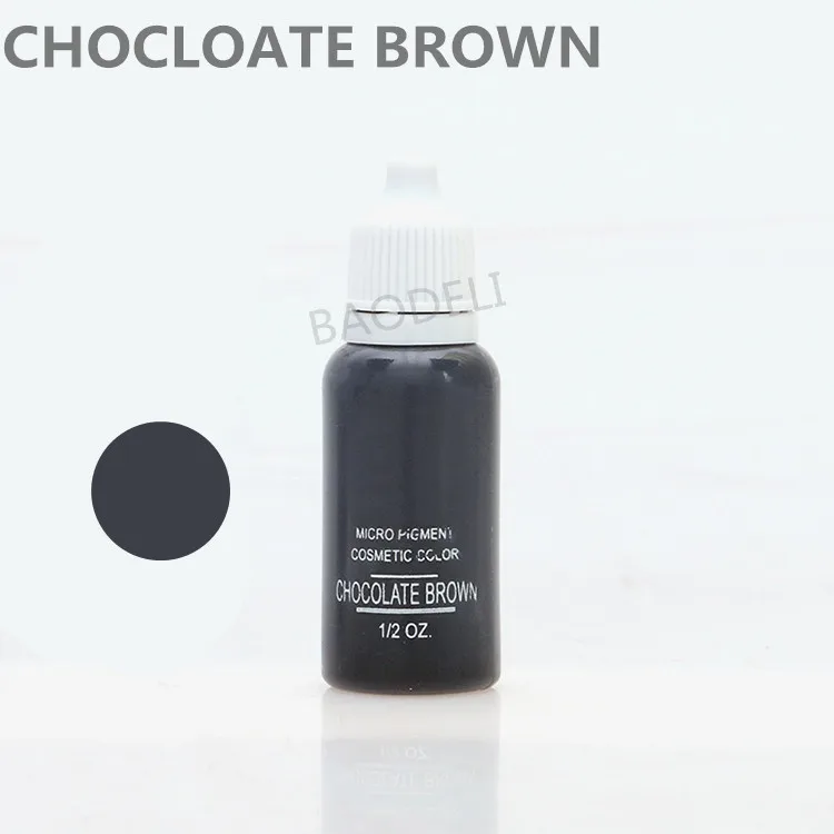 Легкая цветным дизайном, 1/2OZ PRO чернил для татуажа, черный пигмент для мануального татуажа перманентного макияжа бровей подводка для глаз губы татуировки тела Искусство - Цвет: chocolate brown