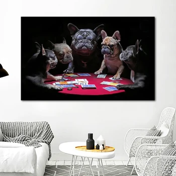 

RELIABLI ART Dog Playing Cards Posters And Prints Animal Bulldog Pictures For Home Wall Art For Living Room Decoration NO FRAME