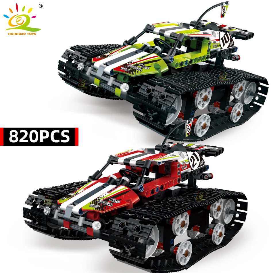 

HUIQIBAO 410Pcs Remote Controlled Off-road Crawler Building Blocks Technic RC Full Track Racing Car Vehicle Movable Bricks Toys