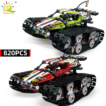 

HUIQIBAO 410Pcs Remote Controlled Off-road Crawler Building Blocks Technic RC Full Track Racing Car Vehicle Movable Bricks Toys