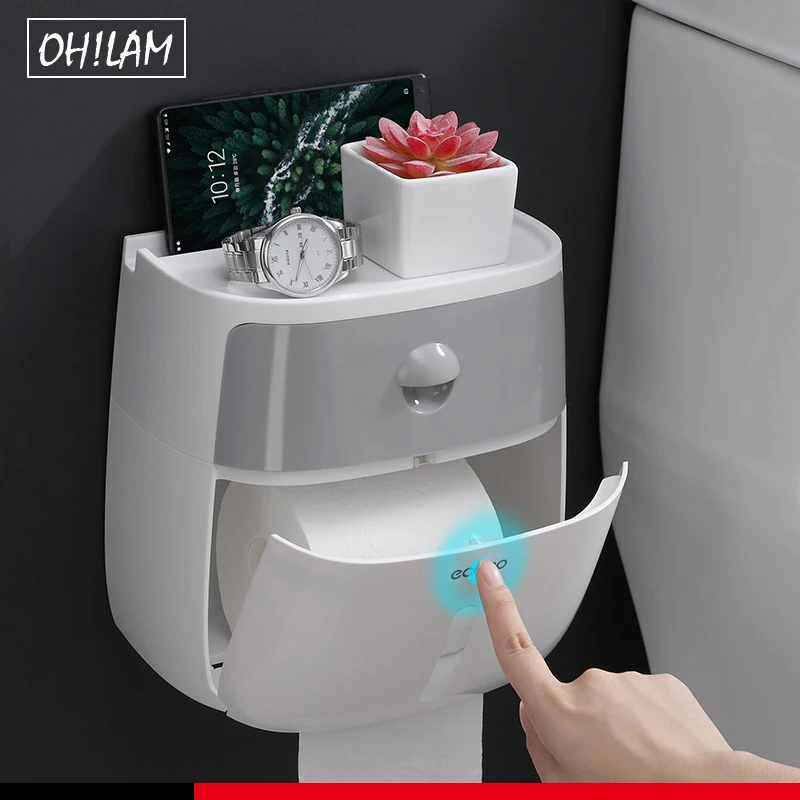 Пластиковая туалетная бумага держатель для ванной и кухни двойная бумажная коробка для салфеток настенная бумажная полка для хранения, коробка диспенсер для туалетной бумаги