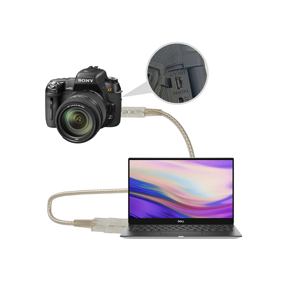 Compact Mini USB to USB 2.0 Data and Charger Cable