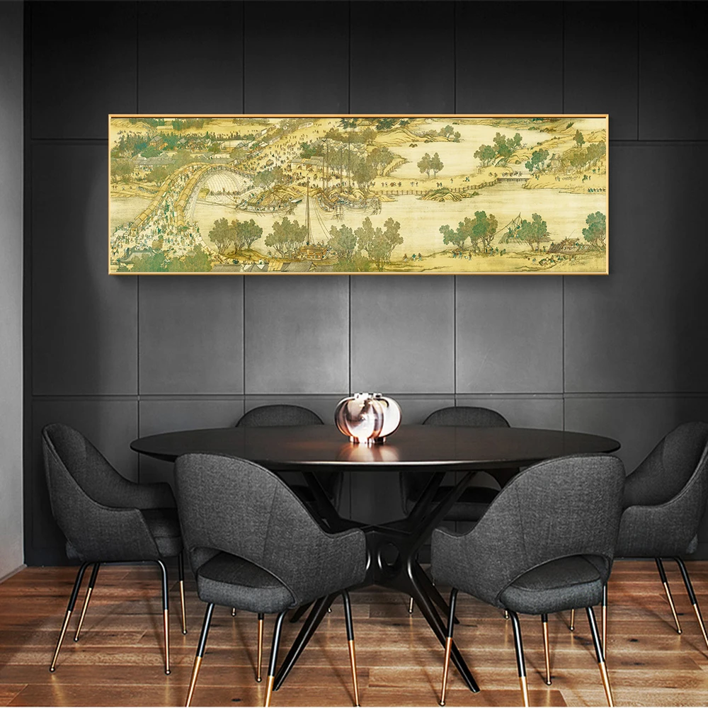 

Famous figures, Landscapes Painting Riverside Scene At Qingming Poster Canvas Prints Picture Room Wall Art Paint Home Decoration