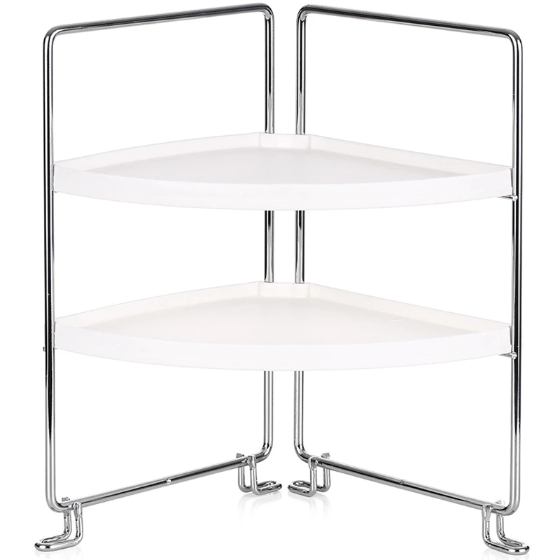 

2-Tier Corner Freestanding Storage Rack Stackable Organizer Shelf for Kitchen Bathroom Countertop Cabinet Storage Shelf Stand
