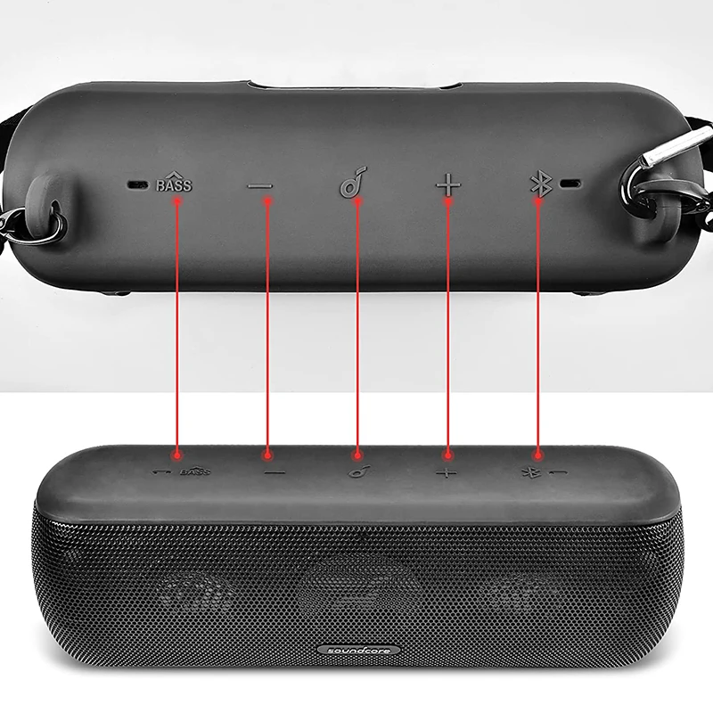 Anker Soundcore 모션 + 블루투스 스피커 용 ZOPRORE 실리콘 케이스, 스트랩 카라비너가 있는 방수 고무 여행용 캐리 파우치