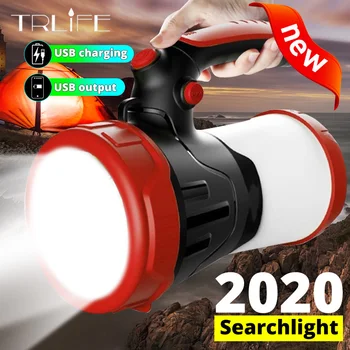 

6000mAh Powerful Camping Flashlight Multifunctional Portable LED Searchlight Waterproof Hunting Light Lantern Built-in Battery