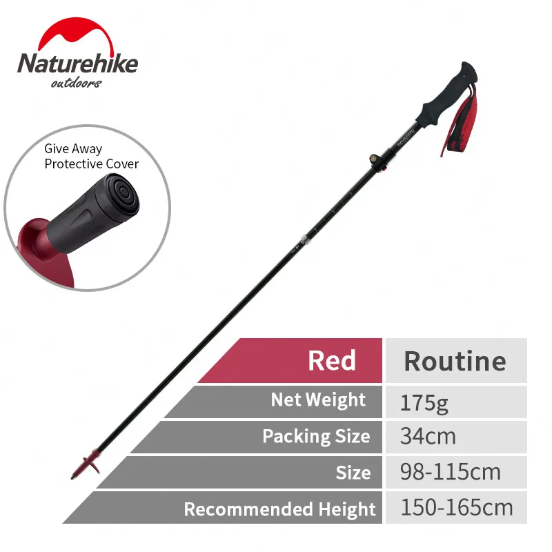 Purple-98-115cm Naturehike 5-секционной углеродного волокна трекинговые палки 34 см складной регулируемый Кемпинг Пеший Туризм трость телескопическая дубинка трость - Цвет: Purple-98-115cm