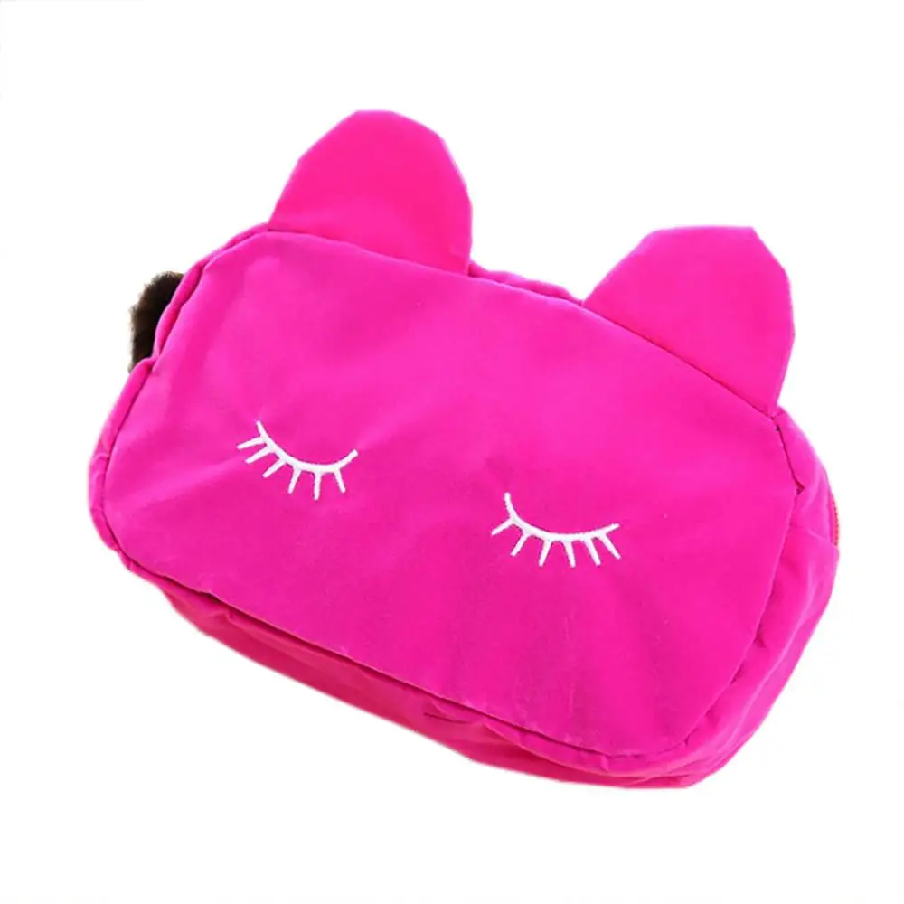 Hot Pink Кошелек, косметичка, сумка для хранения, клатч для помады, сумка, кошелек для монет, сумка для телефона, женская сумка для карт, чехол для ключей с рисунком кота - Цвет: Hot Pink
