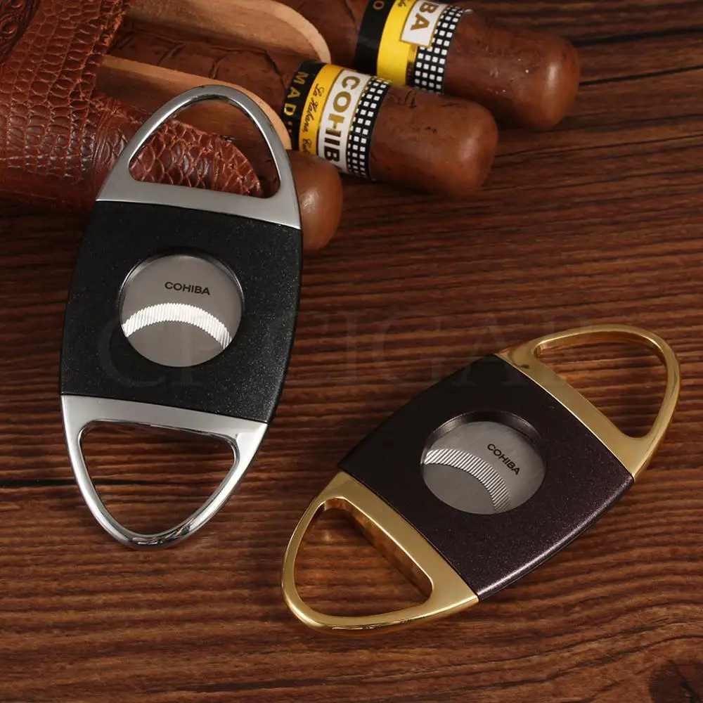Резак для сигар COHIBA из нержавеющей стали металлический карманный двойной острый