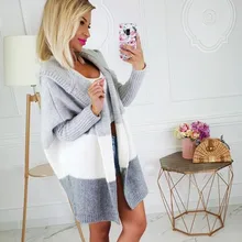 LITTHING зима осень женский длинный кардиган свитер Полосатый Блок драпированный Свободный кардиган с длинным рукавом Повседневный вязаный свитер пальто