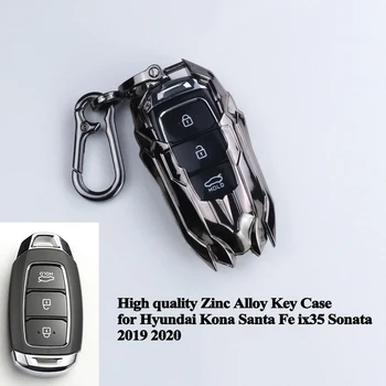 

1pc Styling Car Key Case Cover Protector Zinc Alloy Key Shell Car Accessories for Hyundai ix35 Kona Santa Fe Sonata 2019 2020