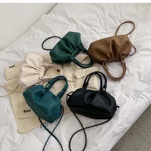 Женская мягкая кожаная сумка и кошелек, сумка через плечо, складной зажим, сплошной цвет, женские сумки на плечо, дамские повседневные вместительные сумки, вечерняя сумочка