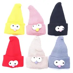1Pc Children Hat Street Fashion Eye Knit Cap Kids Cartoon Wool Cap Cute Knee Hat Warm Clothing Accessories