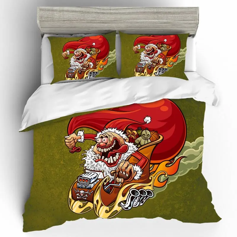 Santa Claus Duvet Cover Set Bed Sheet Bedspreads For Double Christmas Tree Bedding Funda Nordica Bedclothes Queen King | Дом и сад