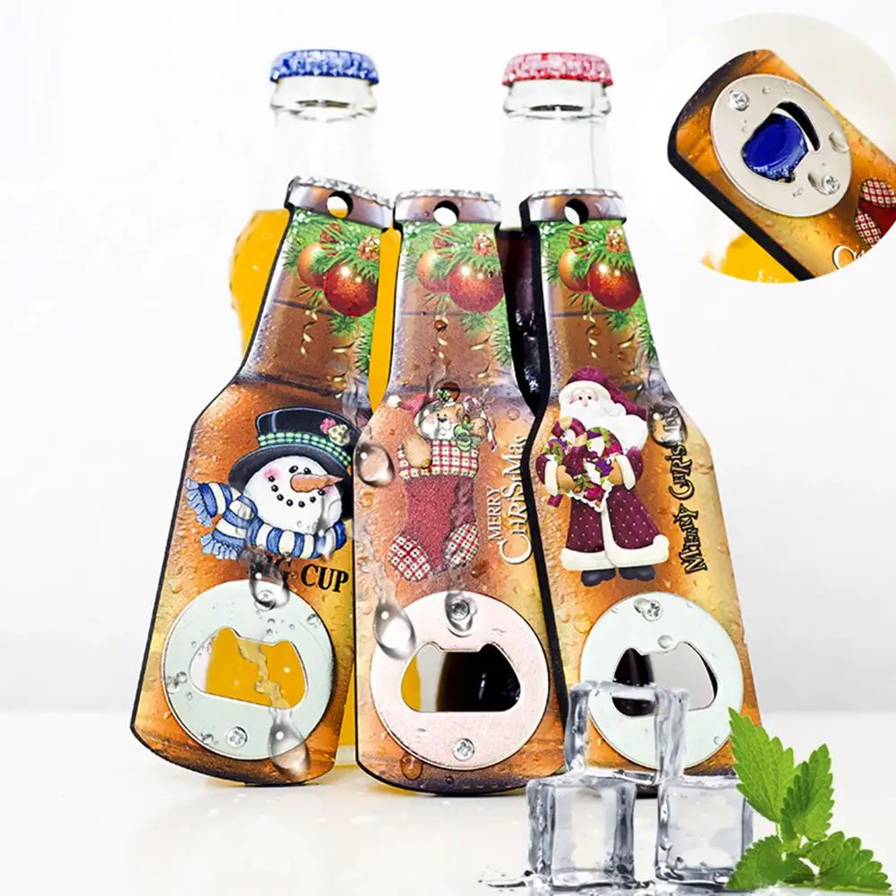 Cute Beer Shape Christmas Santa Claus Snowman Bear Wooden Metal Bottle Opener | Дом и сад