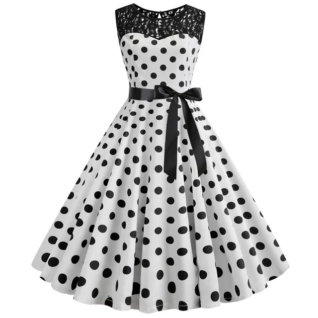 black lace polka dot dress