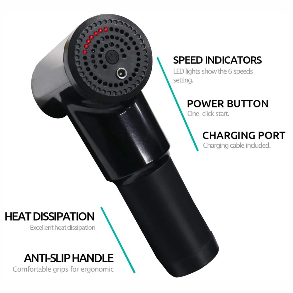 Пистолет массажный Аккумуляторный с 4 головками для глубоких тканей|Fascia чехол