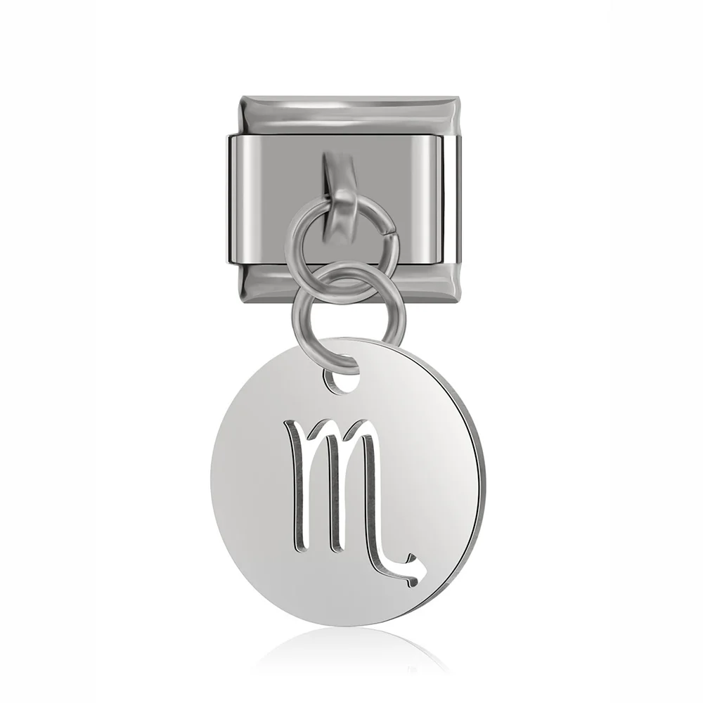 Scorpio Hapiship,, ромашка, полировка, 12 созвездий, итальянский шарм, подходит 9 мм, браслет из нержавеющей стали, изготовление ювелирных изделий, DJ193 - Окраска металла: Scorpio