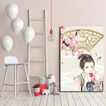 

DIY colorings pictures by numbers with colAs a femaler cartoon picture drawing painting by numbers framed Home