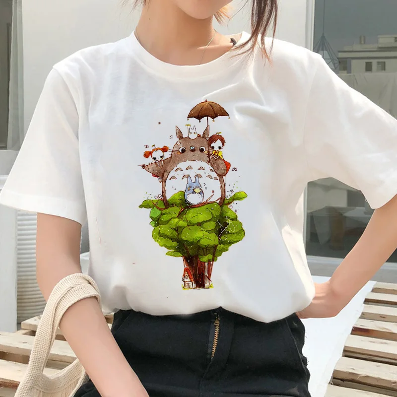 Футболка totoro Spirit Out Studio Ghibli femme с японским мультипликационным аниме, женская футболка, одежда Miyazaki Hayao, женская одежда kawaii