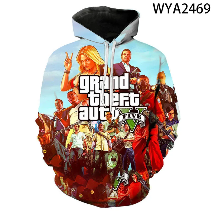 thumbnail image 1 of Sudadera con capucha para niños y mujeres, suéter con estampado 3D de Grand Theft Auto Game Gta 2020, novedad de 4/5, 1 of 5