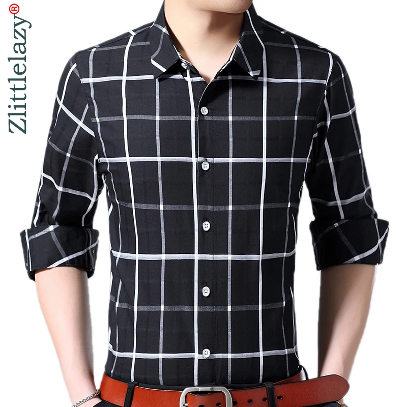 2020 Brand Casual Luxury Plaid Long Sleeve Slim Fit Men Shirt Streetwear Social Dress Vintage Shirts Mens Fashions Jersey 81103 2020 Brand Casual Luxury Plaid Long Sleeve Slim Fit Men Shirt Streetwear Social Dress Vintage Shirts Mens Fashions Jersey 81103