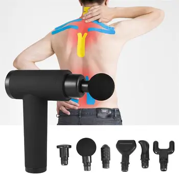 

1 Set Massage Gun Electric Muscle Massager Body Relaxation Mute Vibration Massager 6 Modes 6 Massage Head Muscle Pain Relief