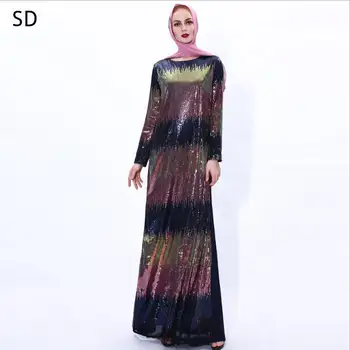

Sparkly Glitter Abaya Dress Formal Party Dubai Full Length Shiny Aba Muslim Clothing