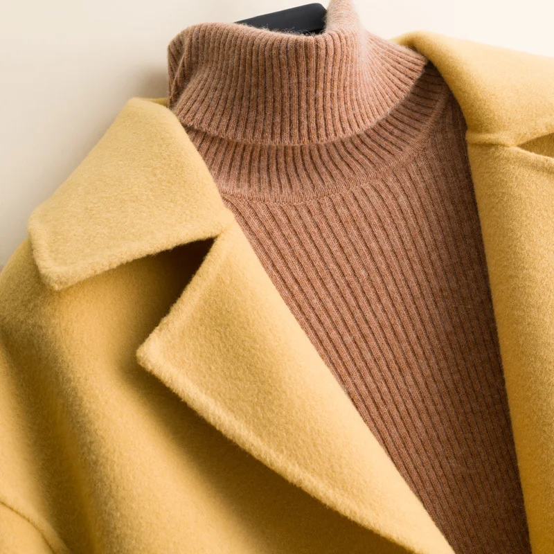 

Короткое женское пальто 100% Корейская Двусторонняя шерстяная куртка Свободное пальто весна-осень женские пальто и куртки 9217 KJ4043