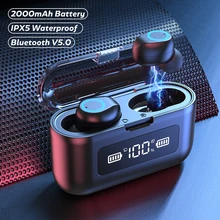 2020 New Bluetooth Earphone Wireless Headphone LED Display Charging Box 2200mAh TWS Sports Waterproof Earphones Headset Earbuds
