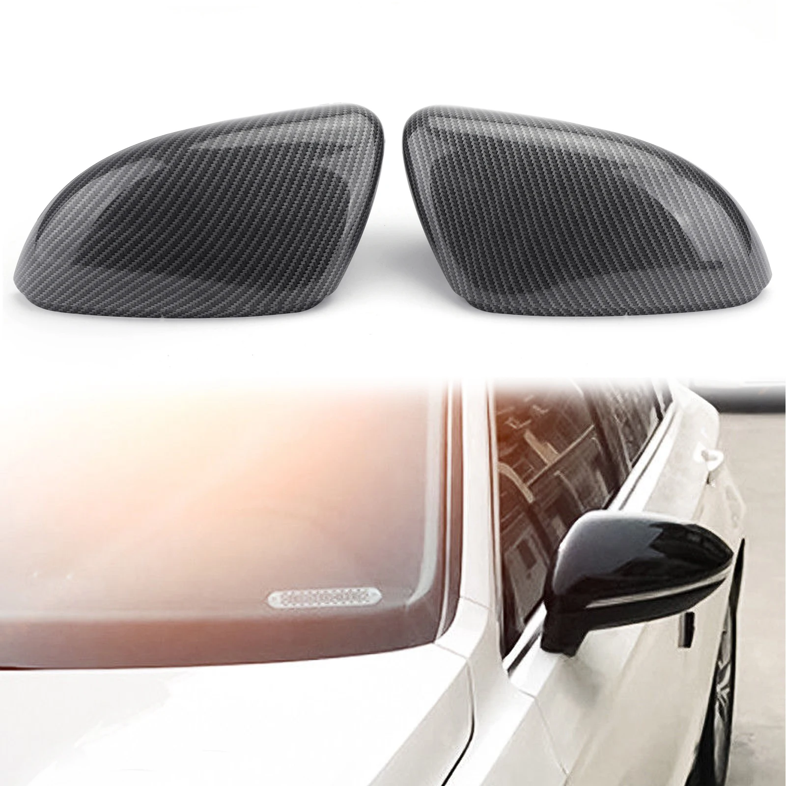 

Areyourshop Carbon Pair Side Mirror Cover Cap Replacement for Golf MK6 2010 2011 2012 2013 Car Auto Parts