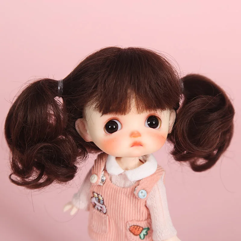 BJD doll wig 1/8 MSD YOSD DD  wig pink Golden white  Bangs Ponytail Long Curly Hair BOBO Short Hair  Straight hair Wigs for doll 9