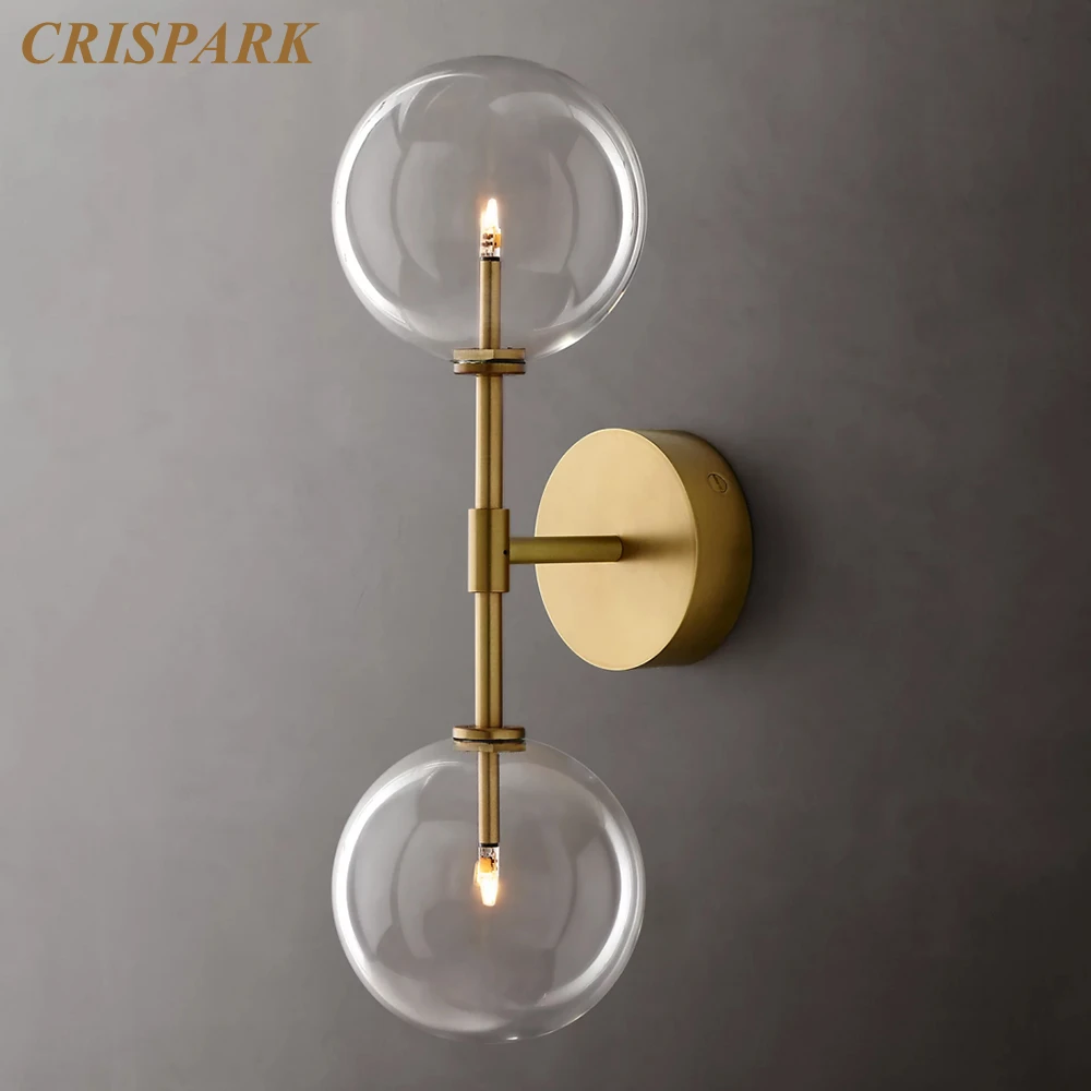 

Glass Globe Linear Sconce Modern Bathroom Double Orb Horizontal Wall Lamp LED Home Decor Vertical Living Room Sconce Lighting