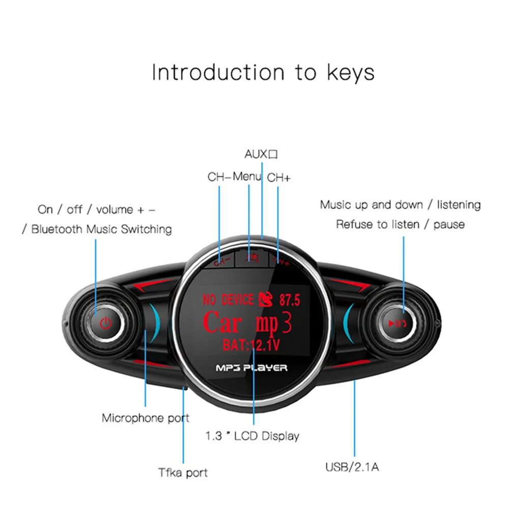 XIAOMI Bluetooth 4,0 FM передатчик Аудио Автомобильный Mp3 плеер беспроводной автомобильный комплект поддержка 2.1A зарядка USB круглый разъем AUX вход выход