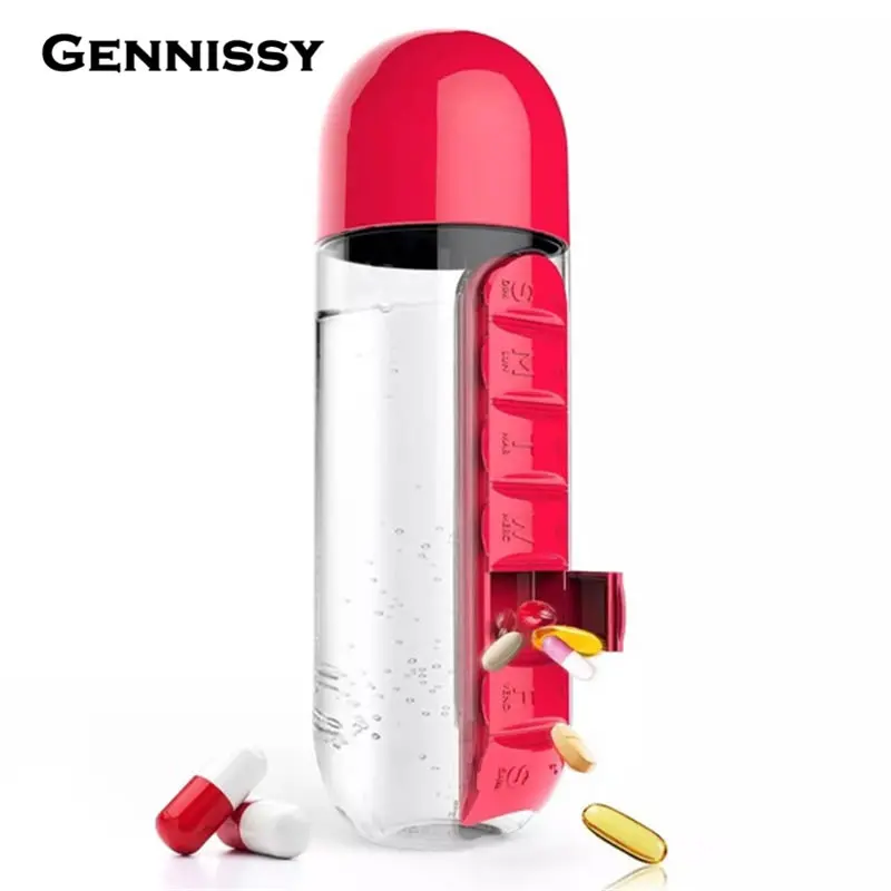 GENNISSY 600 мл My Water Bottle спортивный комбинированный ежедневный контейнер для таблеток